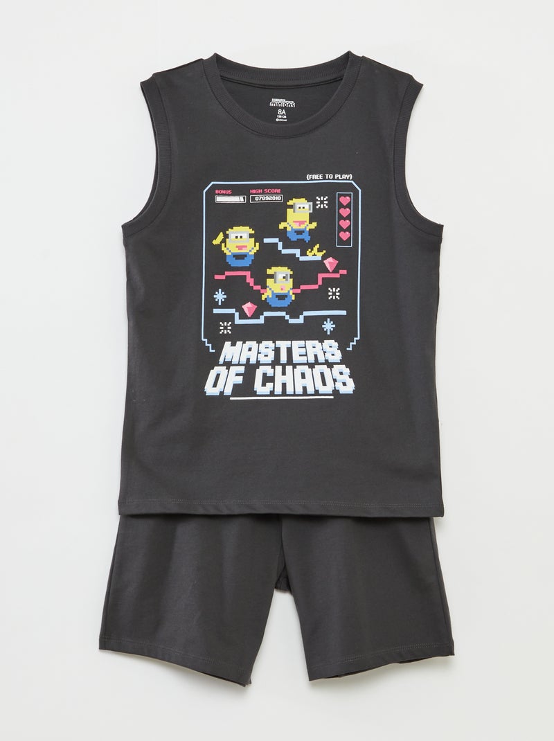 Pijama corto con camiseta sin mangas + short 'Minions' - 2 piezas GRIS - Kiabi