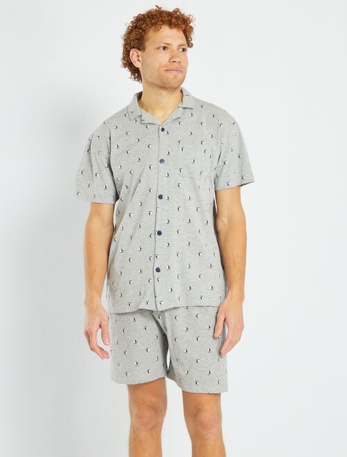 Pijama corto con cierre de botones - 2 piezas - Kiabi