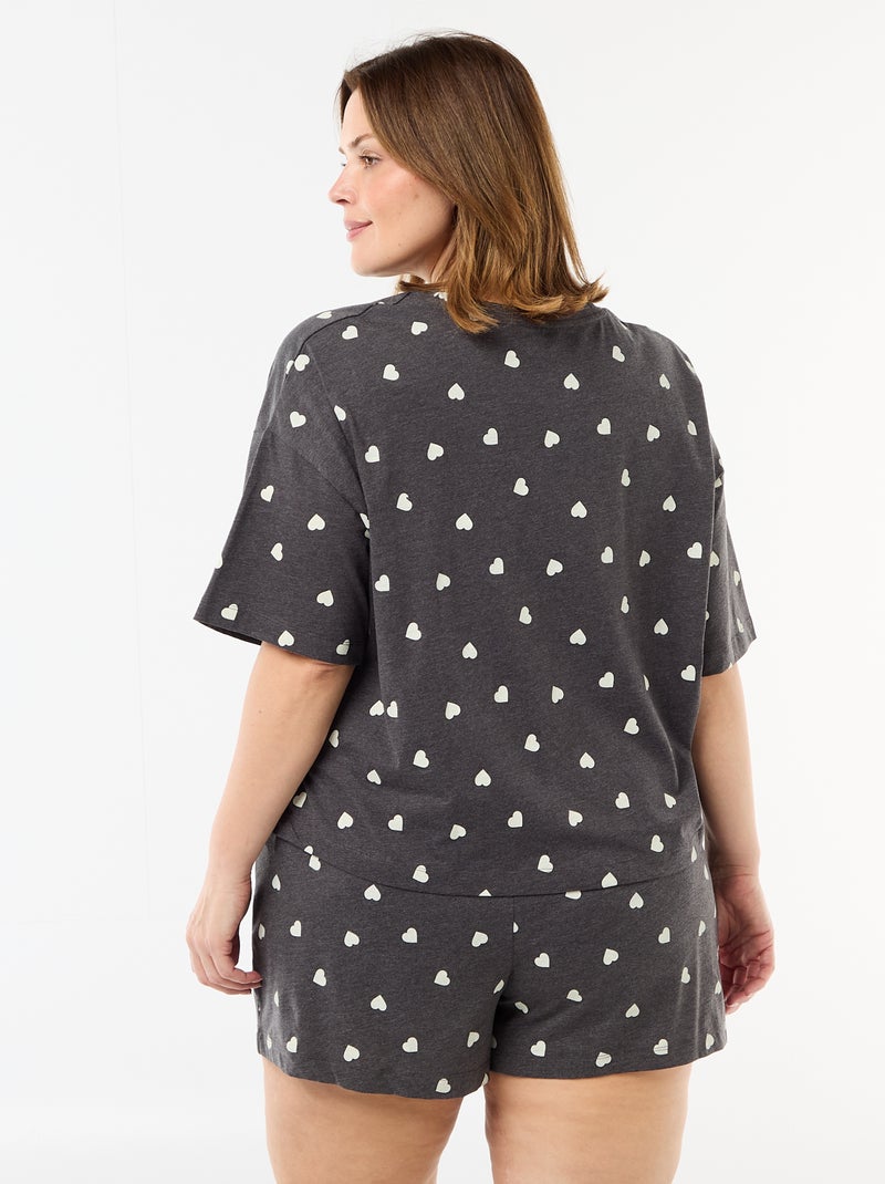 Pijama corto con estampado - 2 piezas Gris - Kiabi