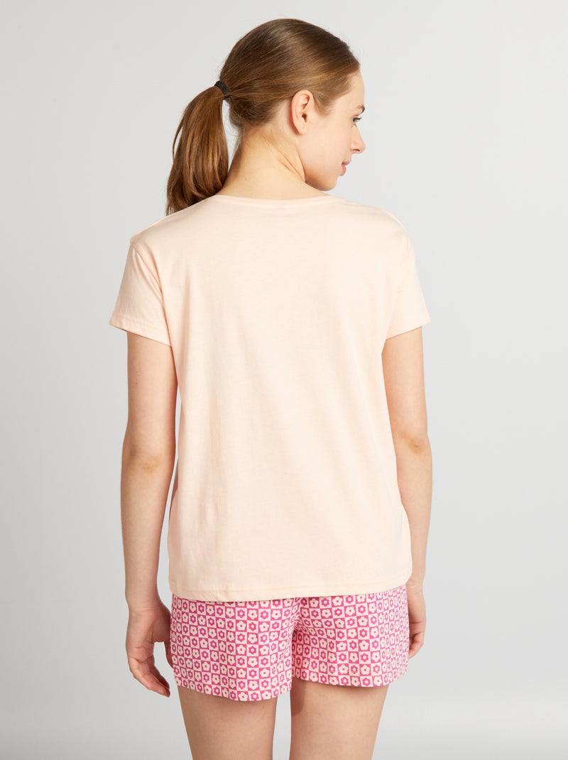 Pijama corto con mensaje - 2 piezas ROSA - Kiabi