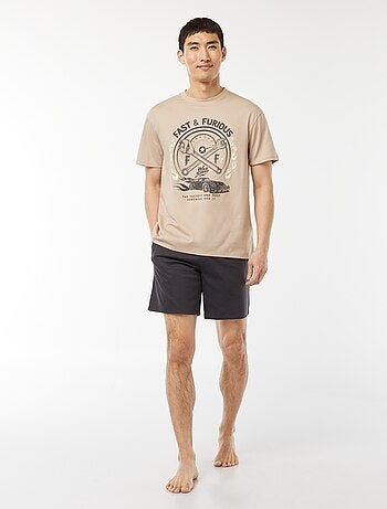 Pijama corto con pantalón corto + camiseta 'Fast and Furious' - 2 piezas