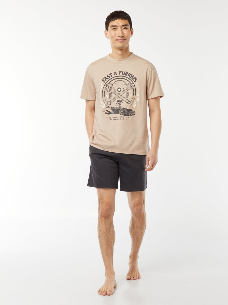 Pijama corto con pantalón corto + camiseta 'Fast and Furious'  -  2 piezas MARRON - Kiabi