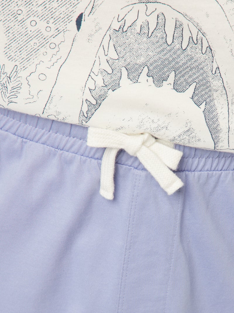 Pijama corto con pantalón corto + camiseta 'Tiburón'  -  2 piezas BLANCO - Kiabi