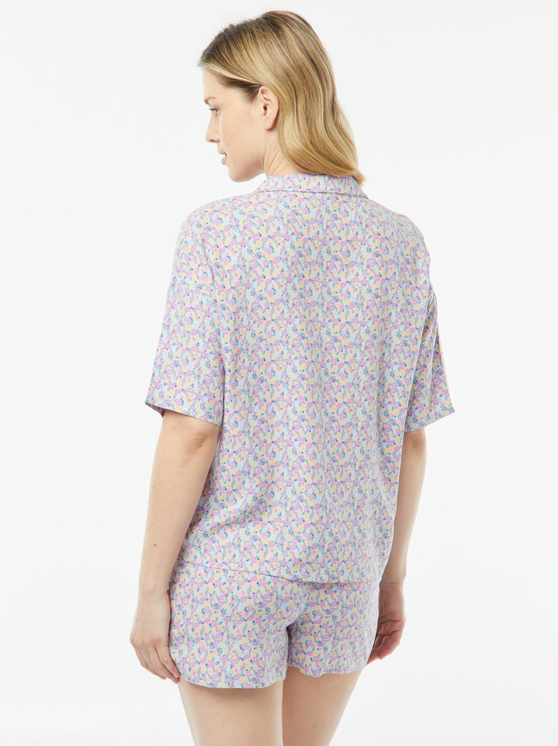 Pijama corto de 2 piezas - blusa +  pantalón estampado Azul - Kiabi
