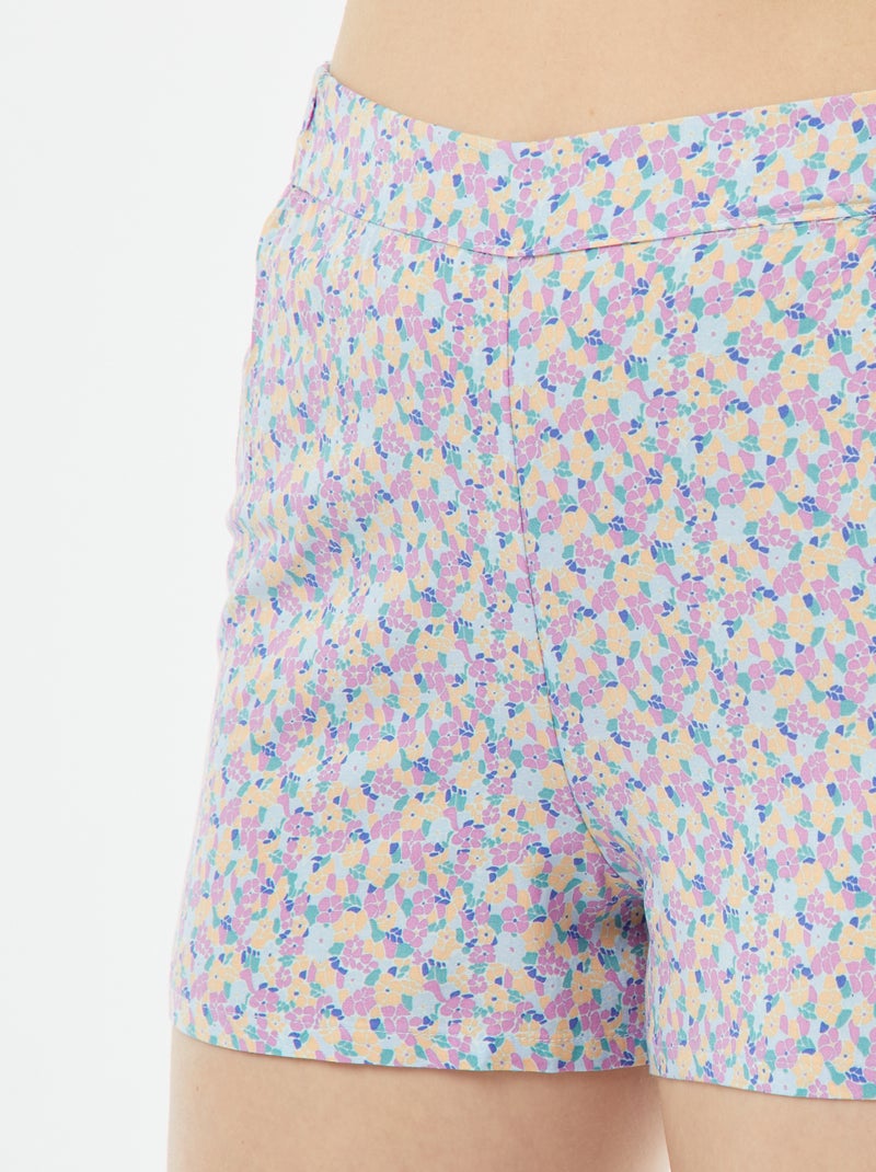 Pijama corto de 2 piezas - blusa +  pantalón estampado Azul - Kiabi
