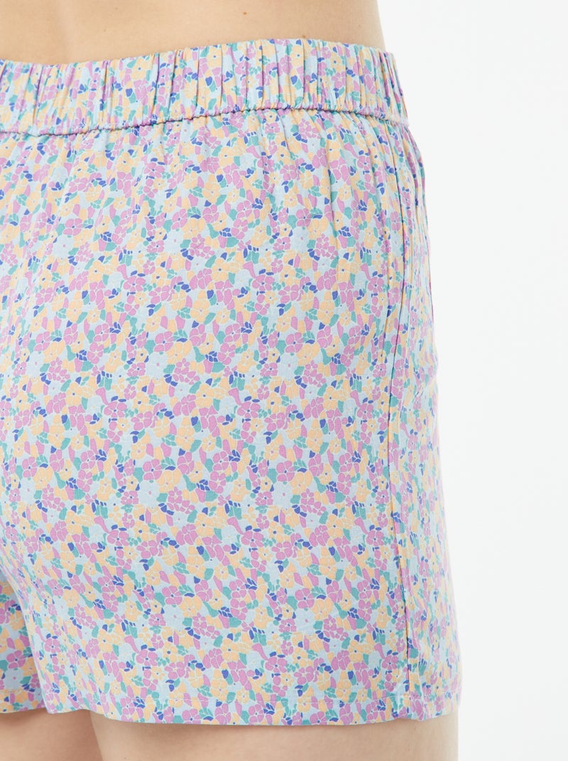 Pijama corto de 2 piezas - blusa +  pantalón estampado Azul - Kiabi
