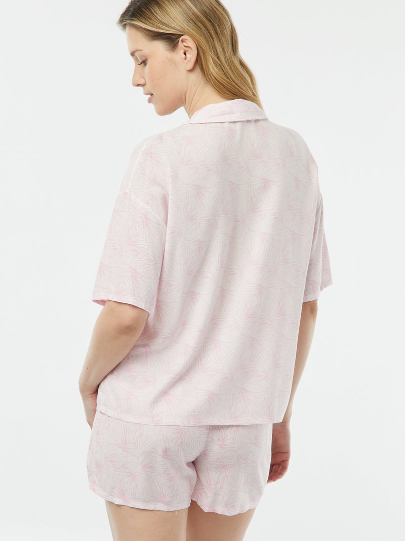 Pijama corto de 2 piezas - blusa +  pantalón estampado ROSA - Kiabi