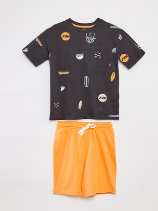 Pijama corto de 2 piezas - camiseta estampada + pantalón corto