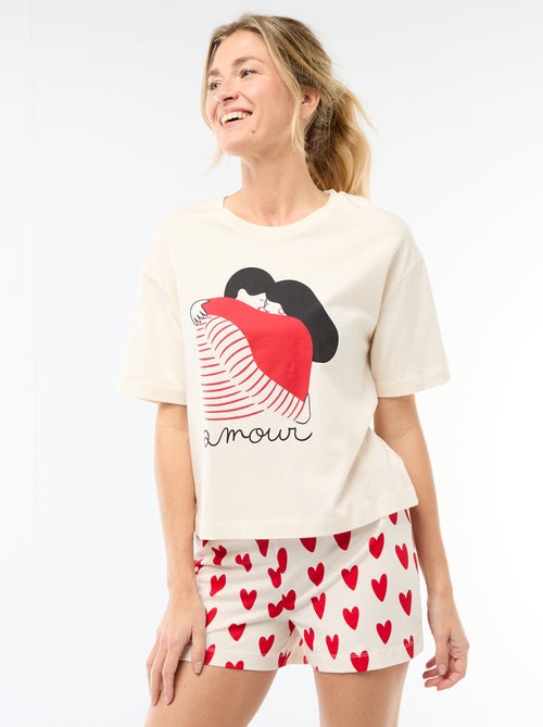 Pijama corto de 2 piezas 'Agathe Sorlet x Kiabi' - San Valentín - Kiabi Pijama corto de 2 piezas 'Agathe Sorlet x Kiabi' - San Valentín - Kiabi