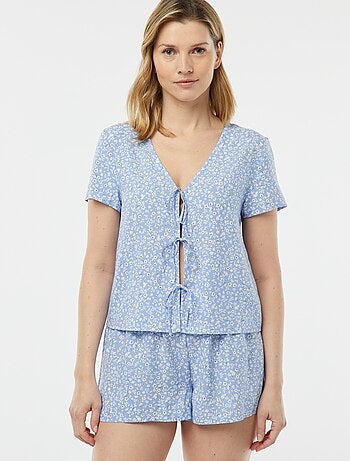 Pijama corto de 2 piezas con camiseta anudada