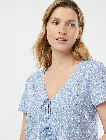 Pijama corto de 2 piezas con camiseta anudada