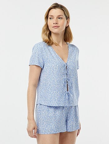 Pijama corto de 2 piezas con camiseta anudada