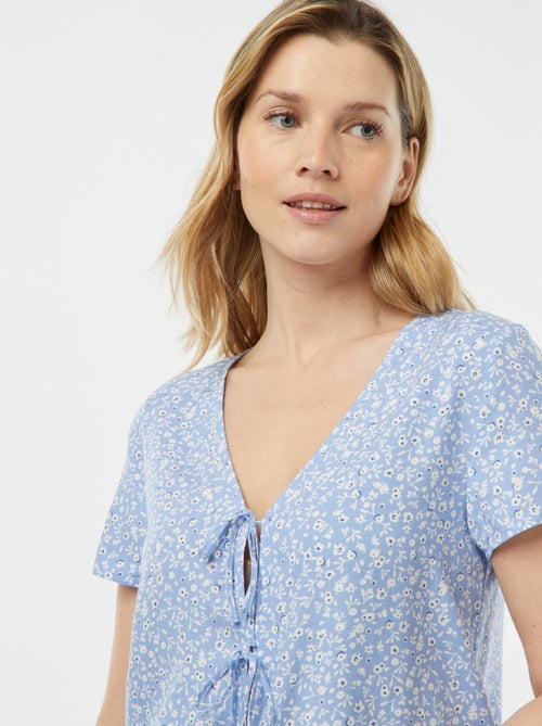 Pijama corto de 2 piezas con camiseta anudada - Kiabi