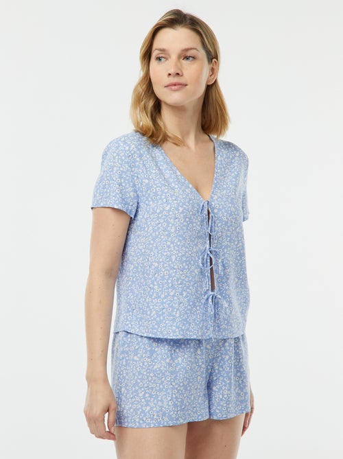 Pijama corto de 2 piezas con camiseta anudada - Kiabi