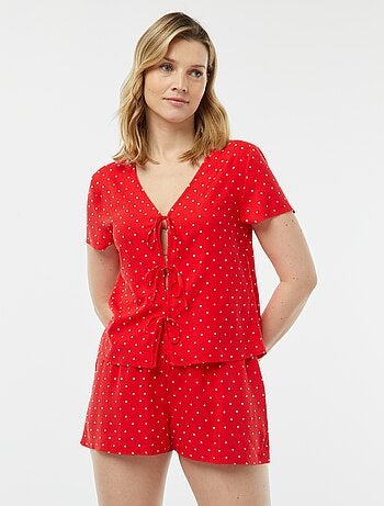 Pijama corto de 2 piezas con camiseta anudada