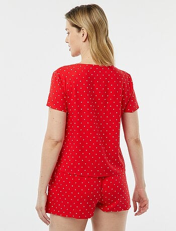 Pijama corto de 2 piezas con camiseta anudada