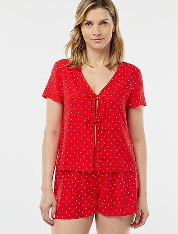 Pijama corto de 2 piezas con camiseta anudada