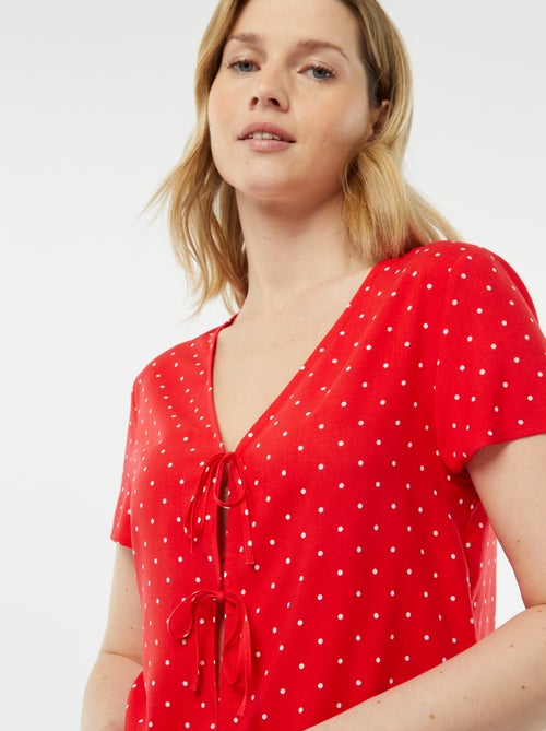 Pijama corto de 2 piezas con camiseta anudada - Kiabi Pijama corto de 2 piezas con camiseta anudada - Kiabi