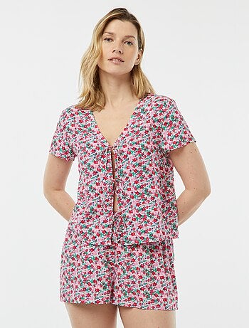 Pijama corto de 2 piezas con camiseta anudada