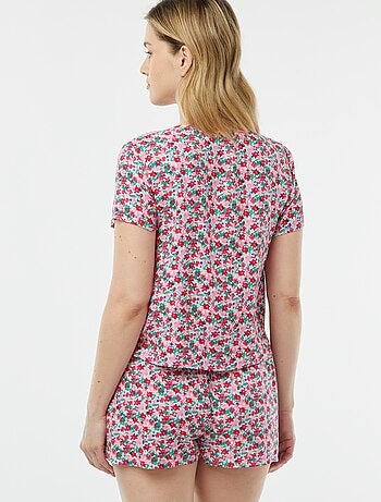 Pijama corto de 2 piezas con camiseta anudada