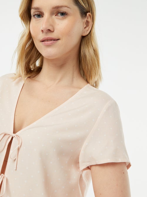 Pijama corto de 2 piezas con camiseta anudada - Kiabi Pijama corto de 2 piezas con camiseta anudada - Kiabi