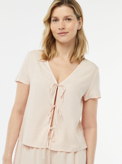 Pijama corto de 2 piezas con camiseta anudada - Kiabi Pijama corto de 2 piezas con camiseta anudada - Kiabi