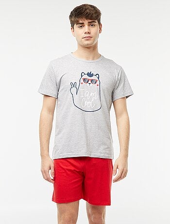 Pijama corto de 2 piezas con estampado divertido