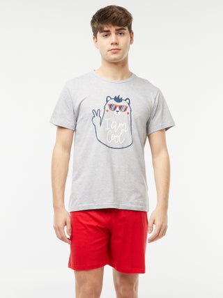 Pijama corto de 2 piezas con estampado divertido
