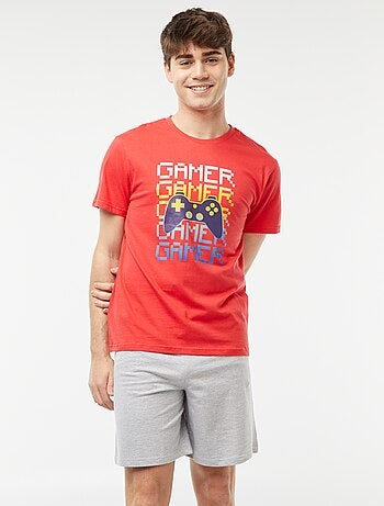 Pijama corto de 2 piezas con estampado gamer