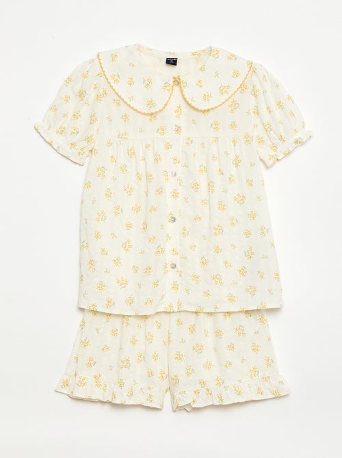 Pijama corto de 2 piezas con volantes - Kiabi