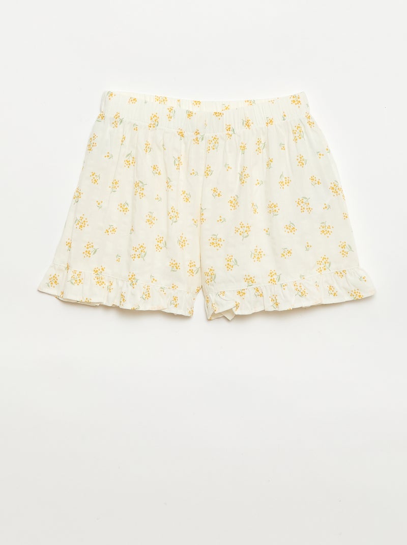 Pijama corto de 2 piezas con volantes Crudo - Kiabi