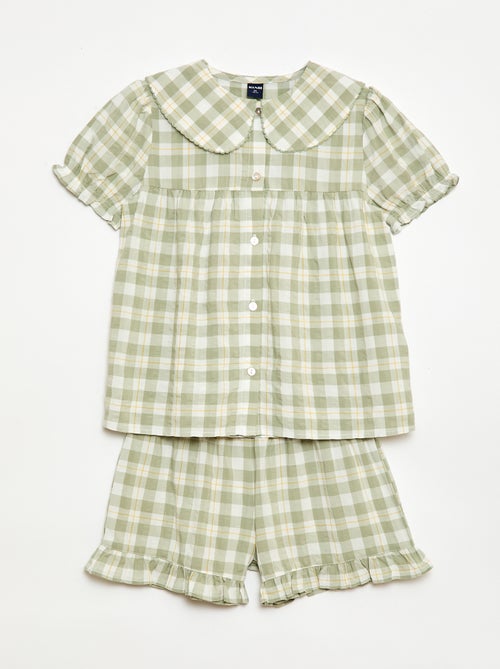 Pijama corto de 2 piezas con volantes - Kiabi
