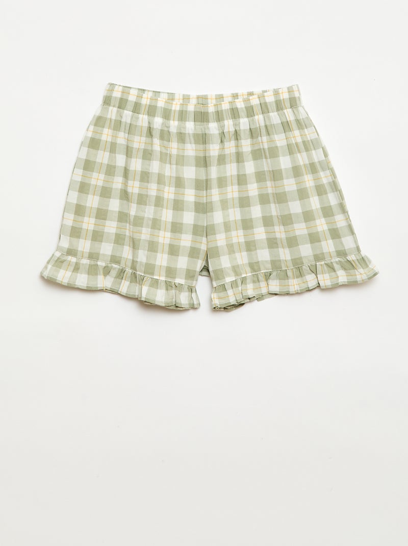 Pijama corto de 2 piezas con volantes Verde - Kiabi