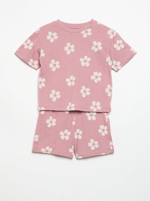 Pijama corto de 2 piezas de jersey estampado - Kiabi