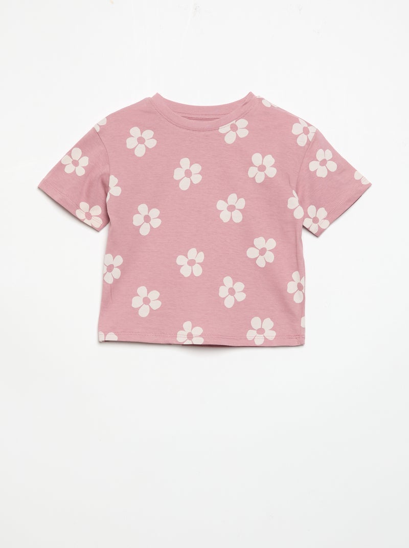 Pijama corto de 2 piezas de jersey estampado Rosa - Kiabi