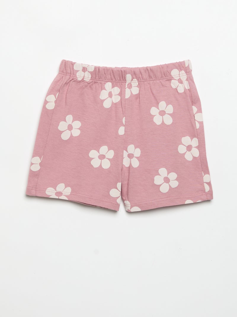 Pijama corto de 2 piezas de jersey estampado Rosa - Kiabi