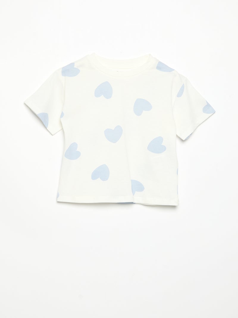 Pijama corto de 2 piezas de punto estampado Blanco - Kiabi