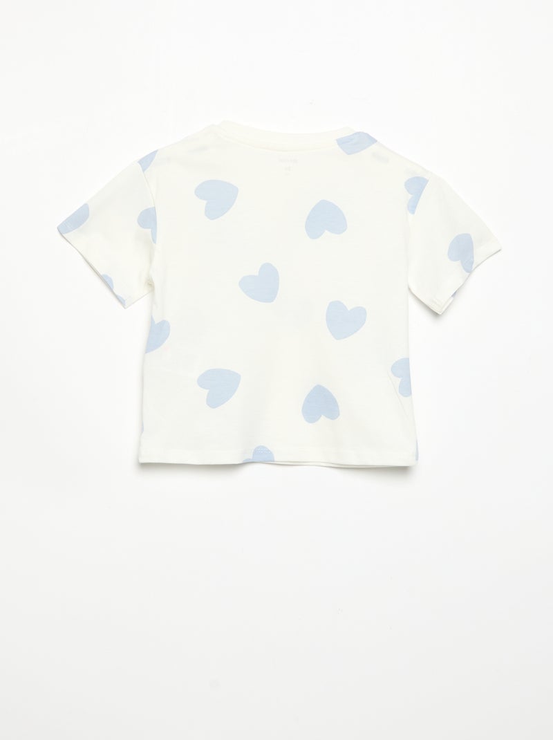 Pijama corto de 2 piezas de punto estampado Blanco - Kiabi