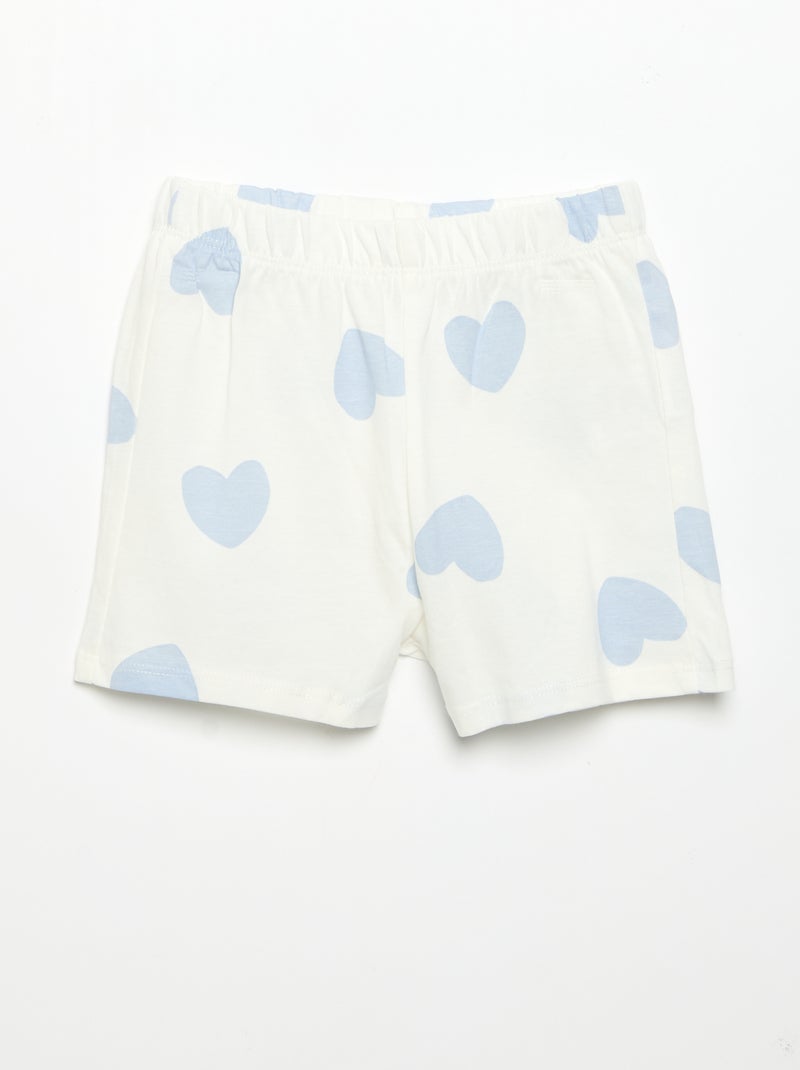Pijama corto de 2 piezas de punto estampado Blanco - Kiabi