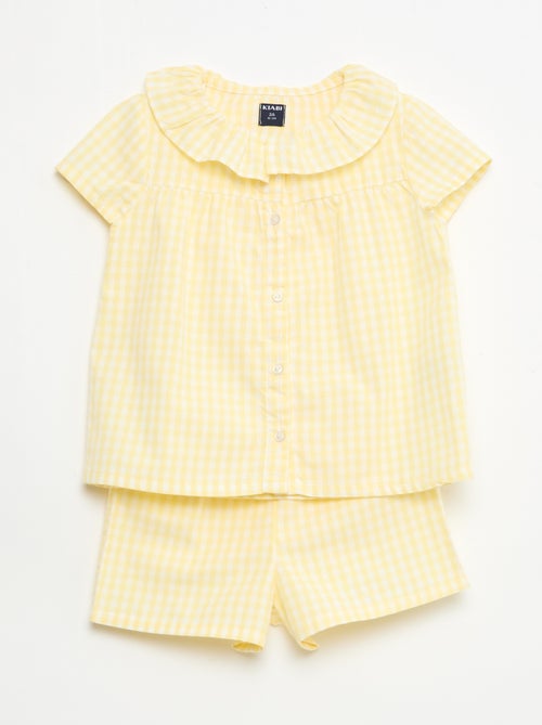 Pijama corto de 2 piezas en algodón - Kiabi