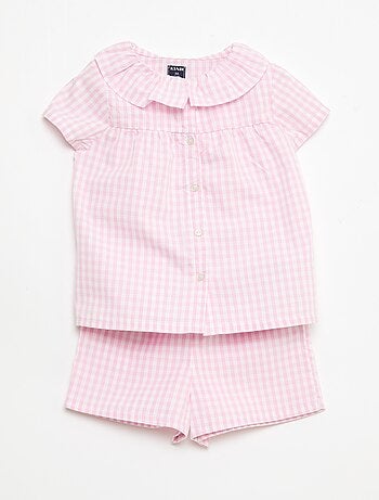 Pijama corto de 2 piezas en algodón