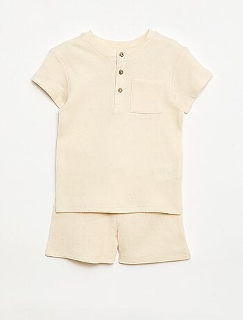 Pijama corto de 2 piezas en punto de canalé