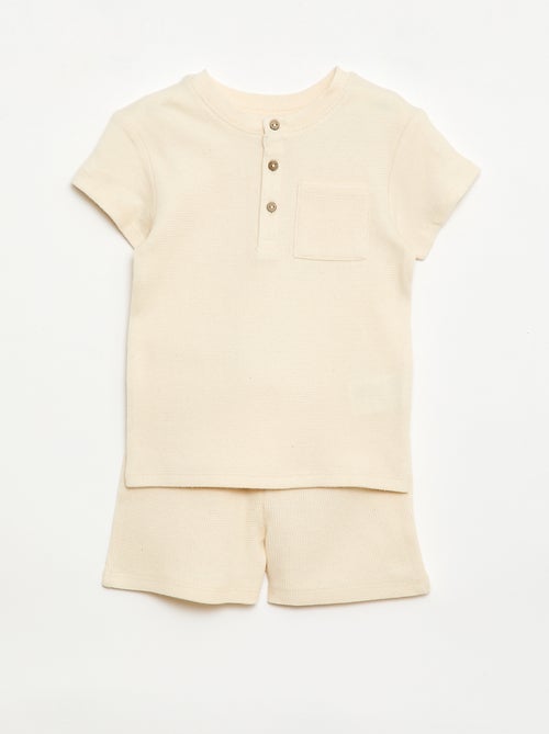 Pijama corto de 2 piezas en punto de canalé - Kiabi