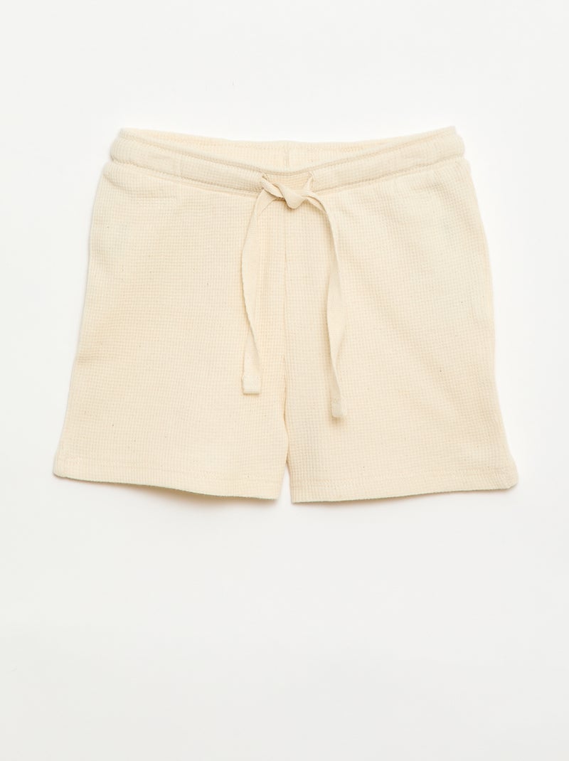Pijama corto de 2 piezas en punto de canalé Blanco - Kiabi