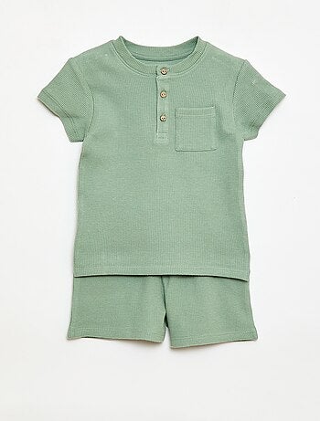 Pijama corto de 2 piezas en punto de canalé