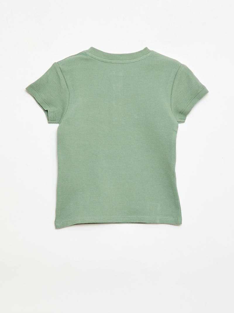 Pijama corto de 2 piezas en punto de canalé Verde - Kiabi