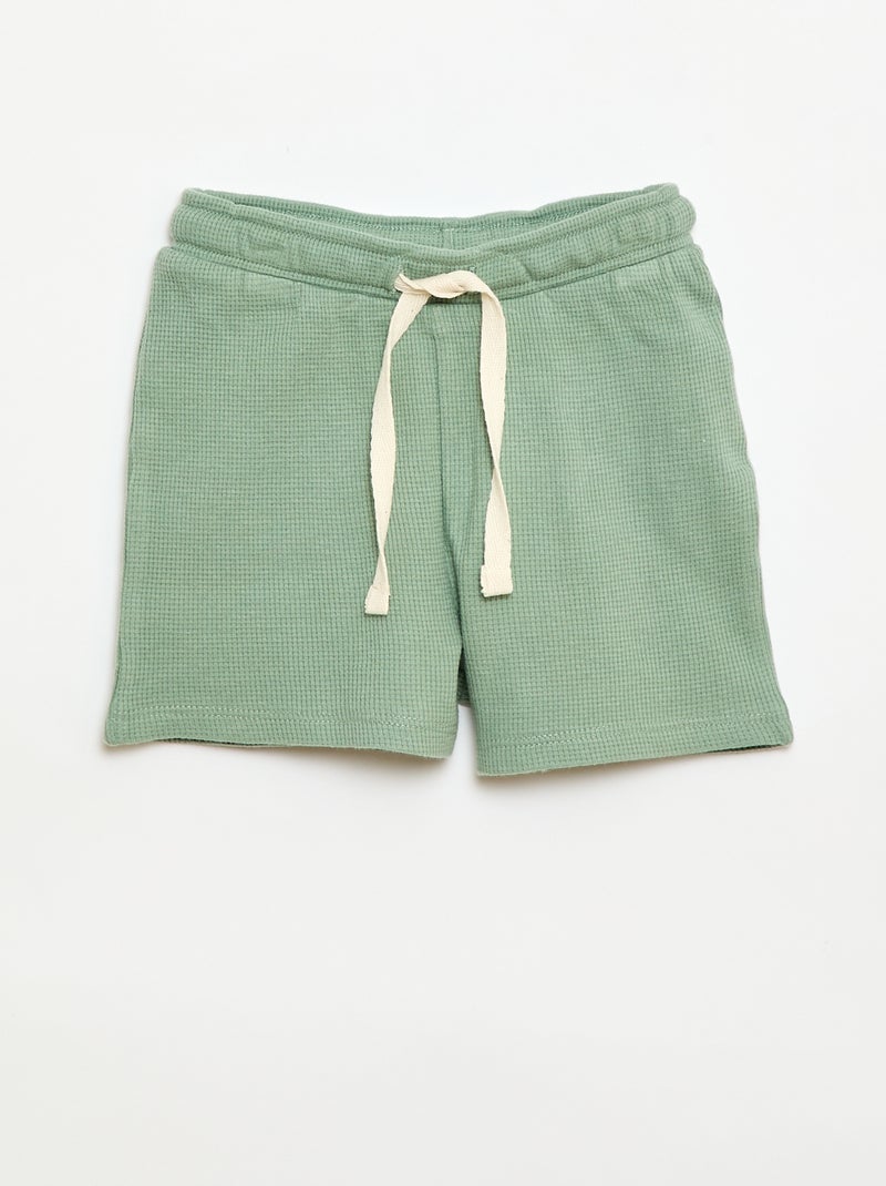 Pijama corto de 2 piezas en punto de canalé Verde - Kiabi