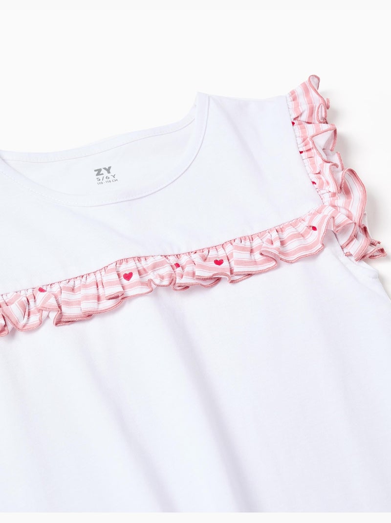 Pijama corto de algodón a rayas y corazones Blanco - Kiabi