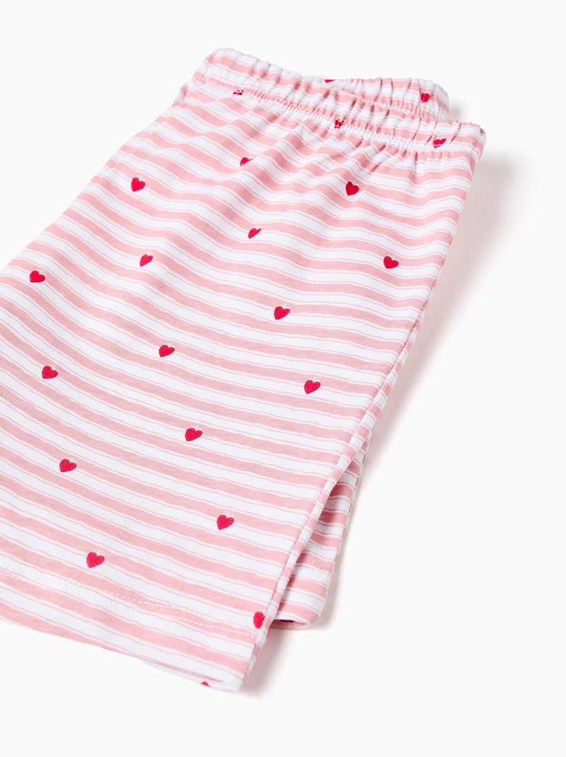 Pijama corto de algodón a rayas y corazones Blanco - Kiabi