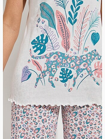 Pijama corto de algodón con cuello de pico y manga corta - Afibel